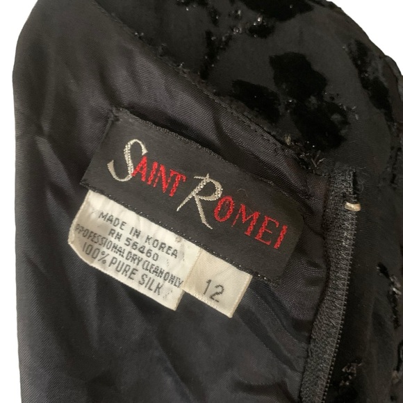 Vintage Saint Romei Black 100% pure Silk NWT  dress size 12 - Picture 9 of 9
